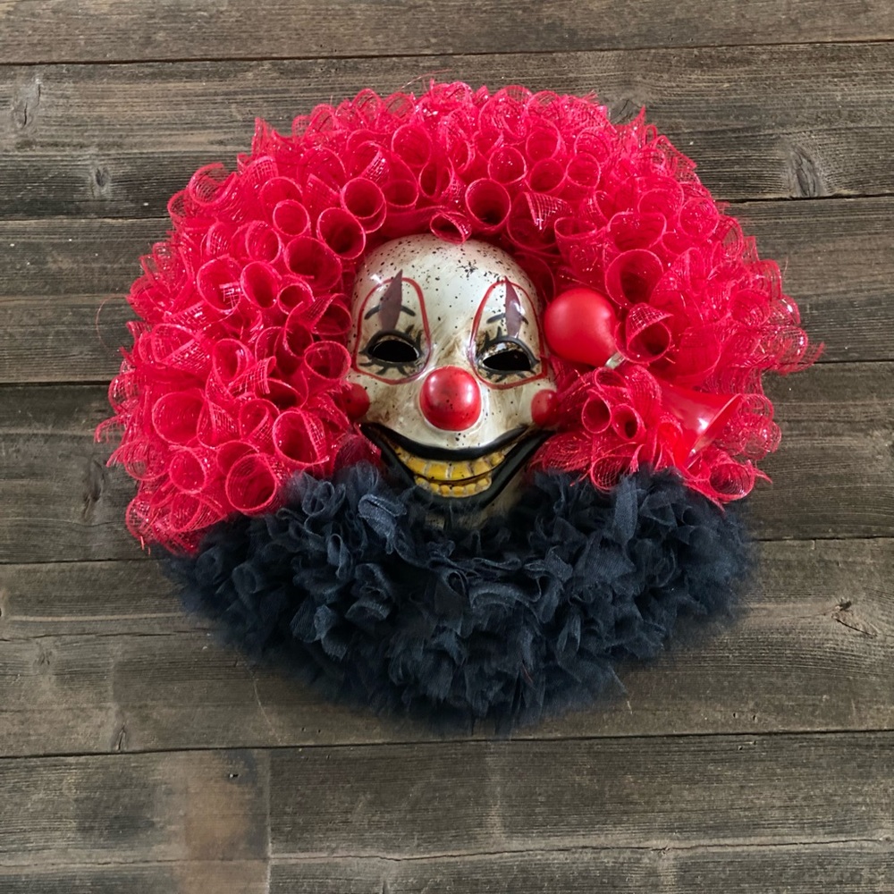 Scary Halloween clown wreath